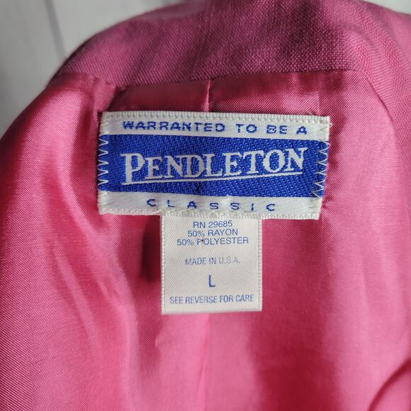 Vintage 80s 90s Pendleton Pink Lightweight Collared Blazer Jacket Womens Size L - Picture 7 of 11